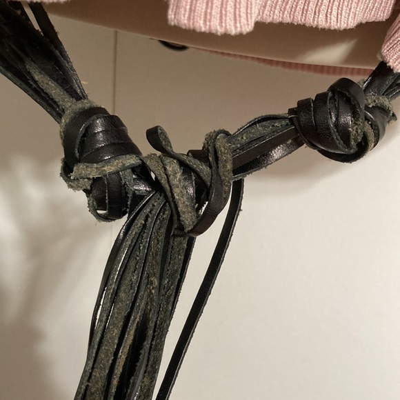 Boho Bohemian Leather Fringe Macrame Self Tie Belt 36 Inch Waist - Picture 8 of 9